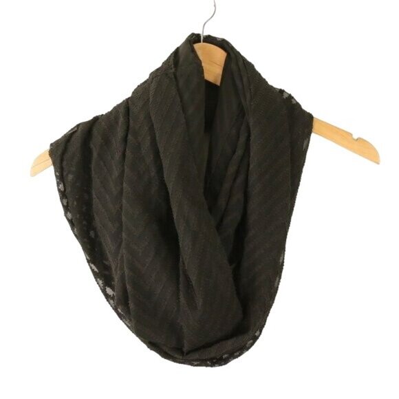 Apt. 9 Accessories - Apt. 9 Black Infinity Loop Scarf Sheer Black Textured Chevron Design OS NWT